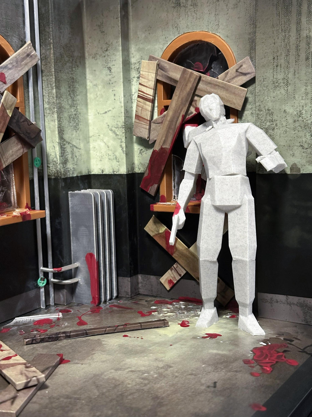 Resident Evil 2 Diorama | RPD West Wing Corridor Scene After Licker | 3D Printed Display in Acrylic Case