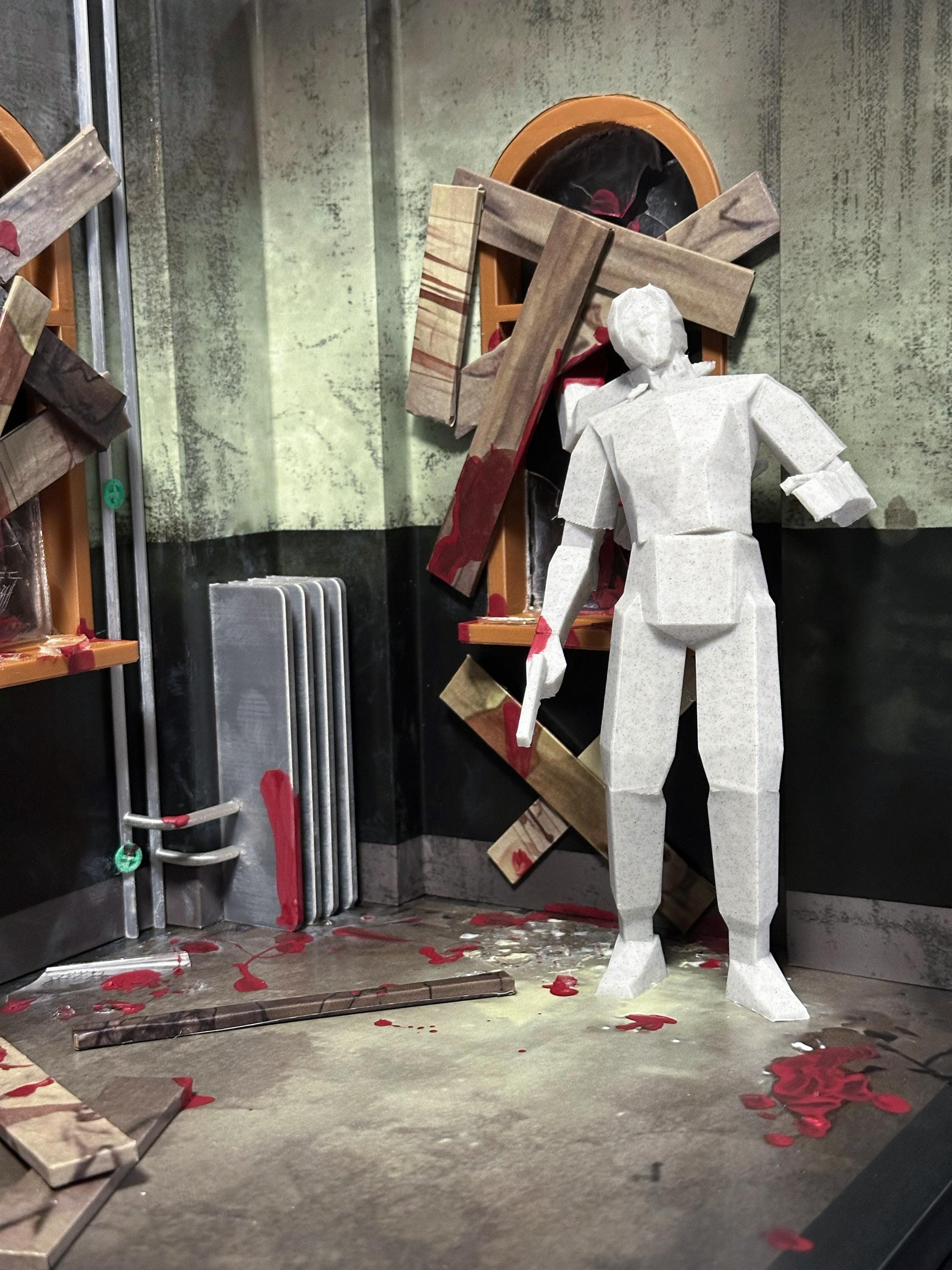 Resident Evil 2 Diorama | RPD West Wing Corridor Scene After Licker | 3D Printed Display in Acrylic Case