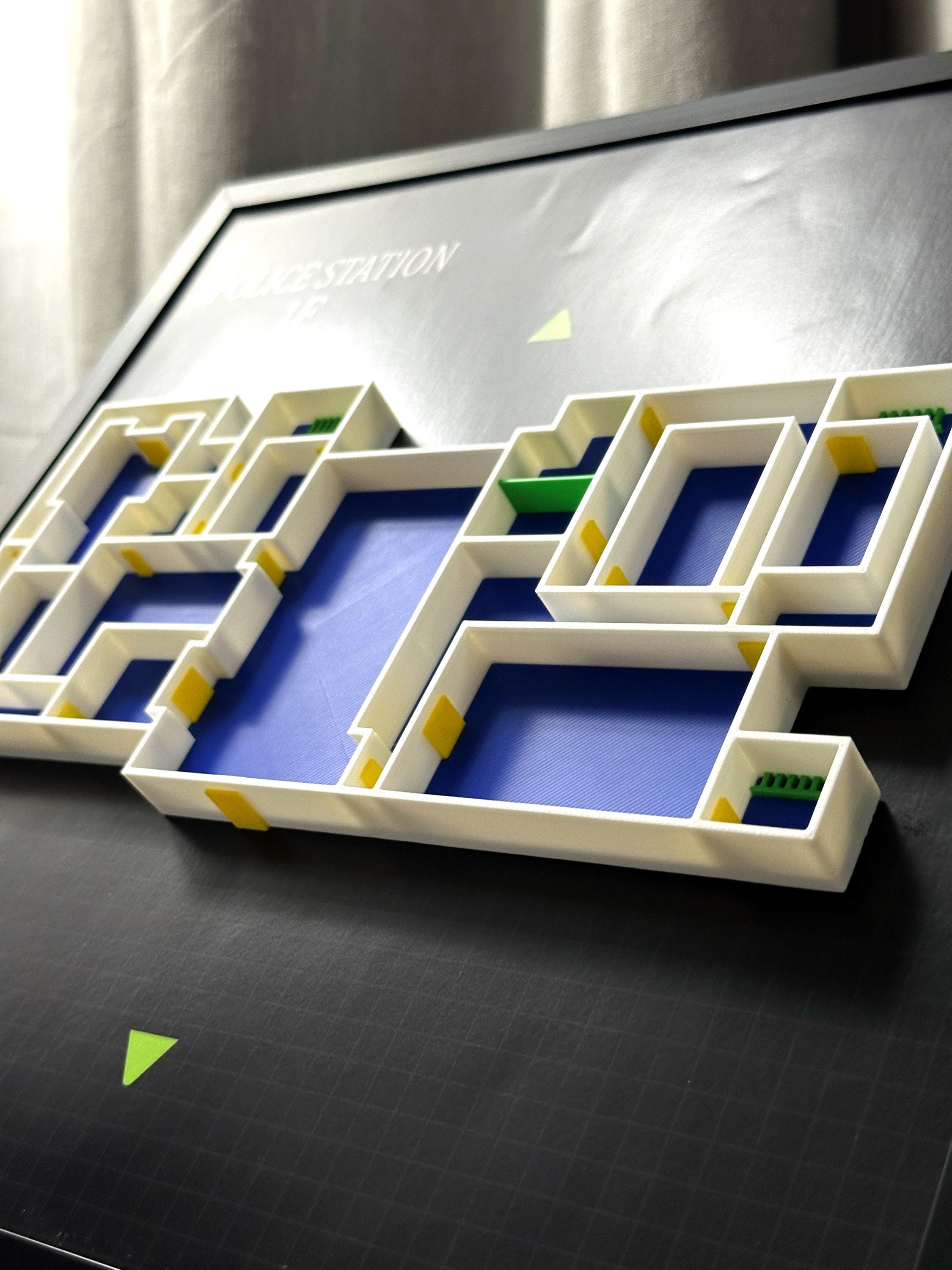 Resident Evil 2 Police Station 1F Map: 3D Printed Diorama Wall Art