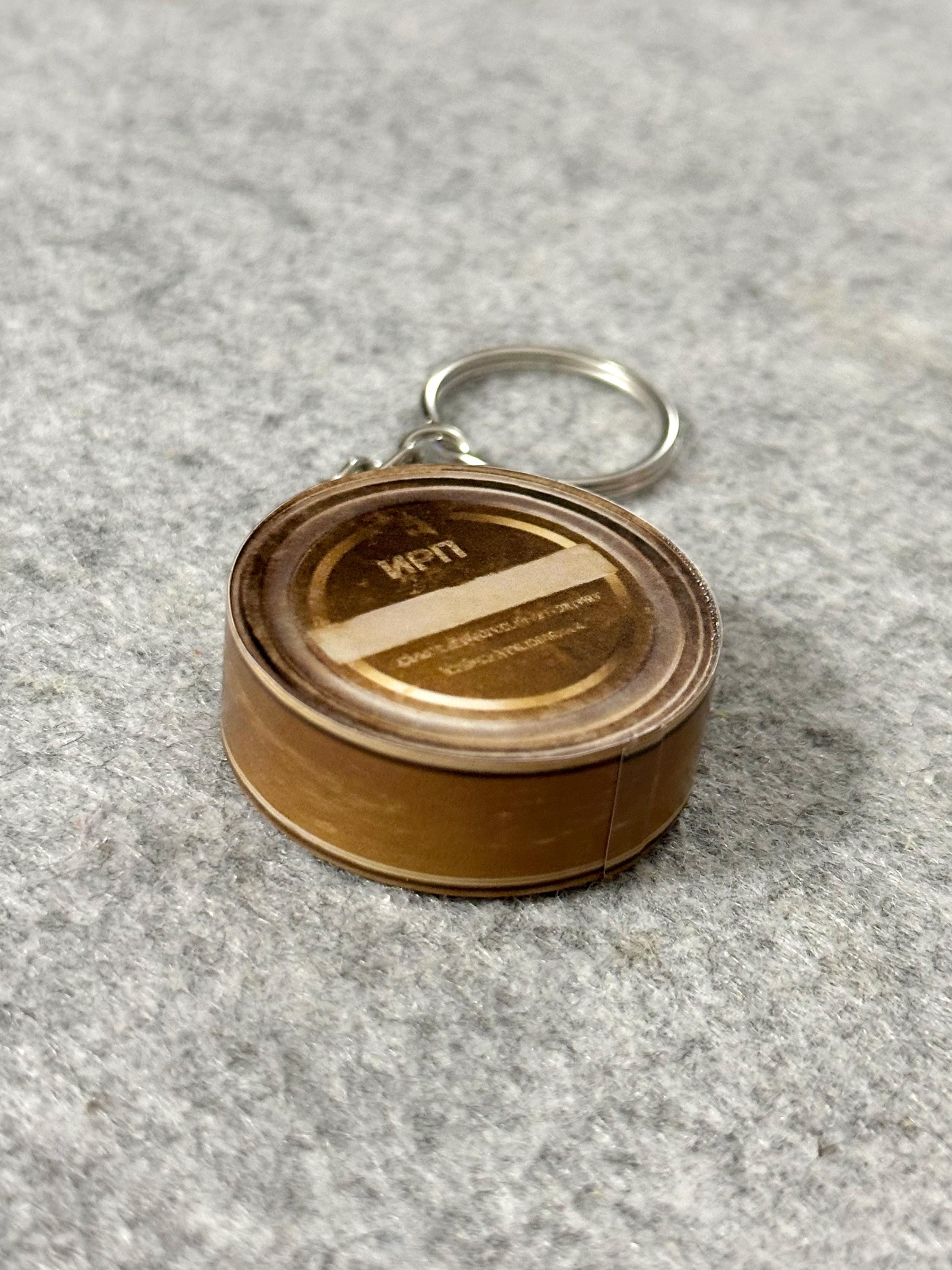 Metal Gear Solid Ration Keychain: 3D Printed Big Boss Snack Collectible