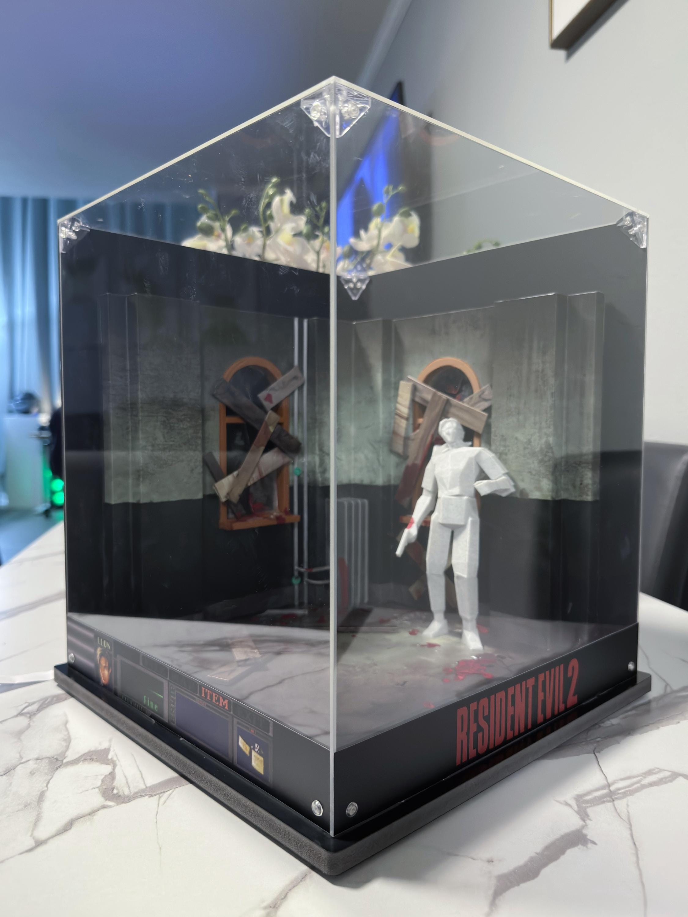 Resident Evil 2 Diorama | RPD West Wing Corridor Scene After Licker | 3D Printed Display in Acrylic Case