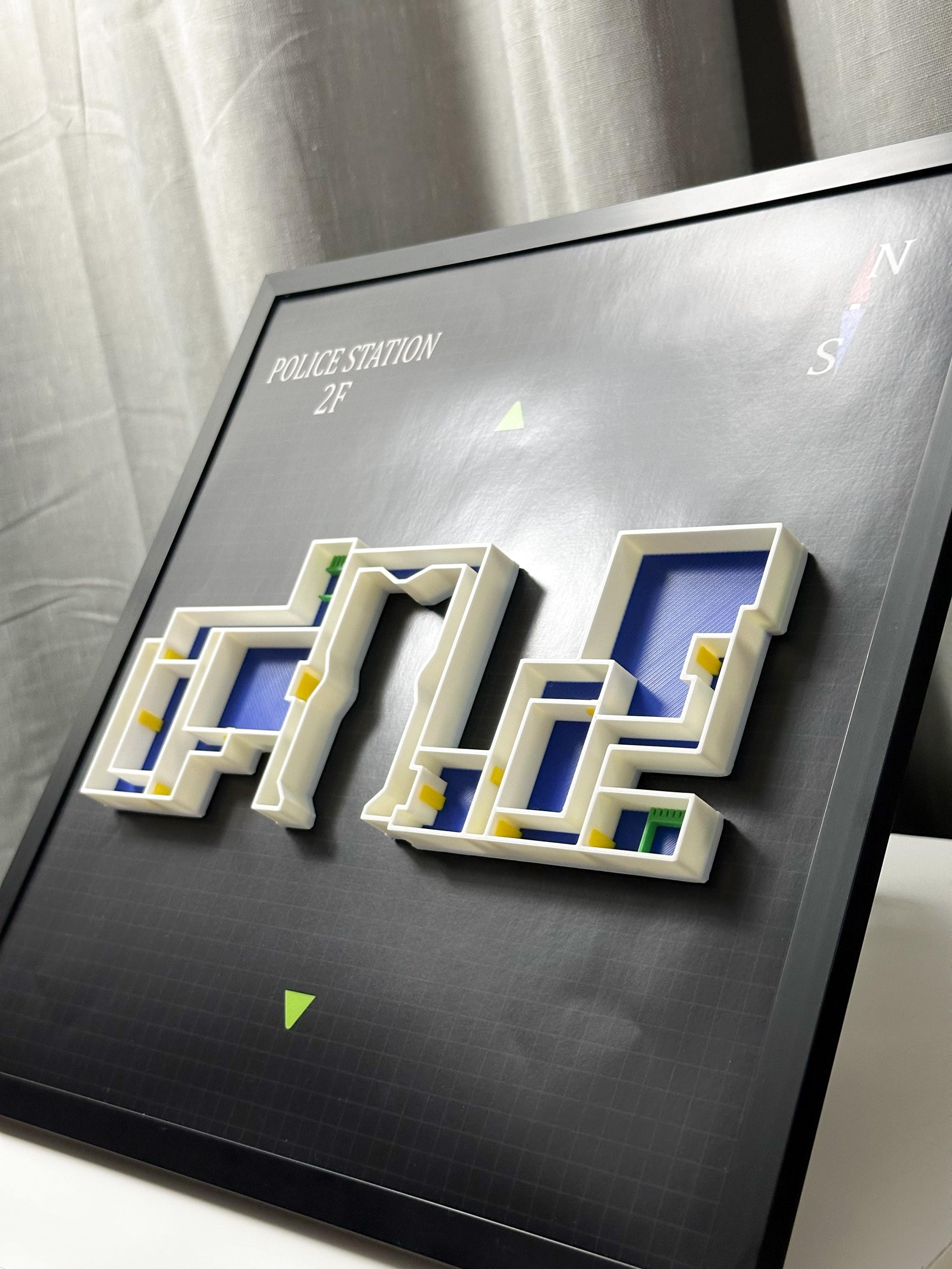 3D Printed Resident Evil 2 Police Station Map Diorama: Gamer Wall Art