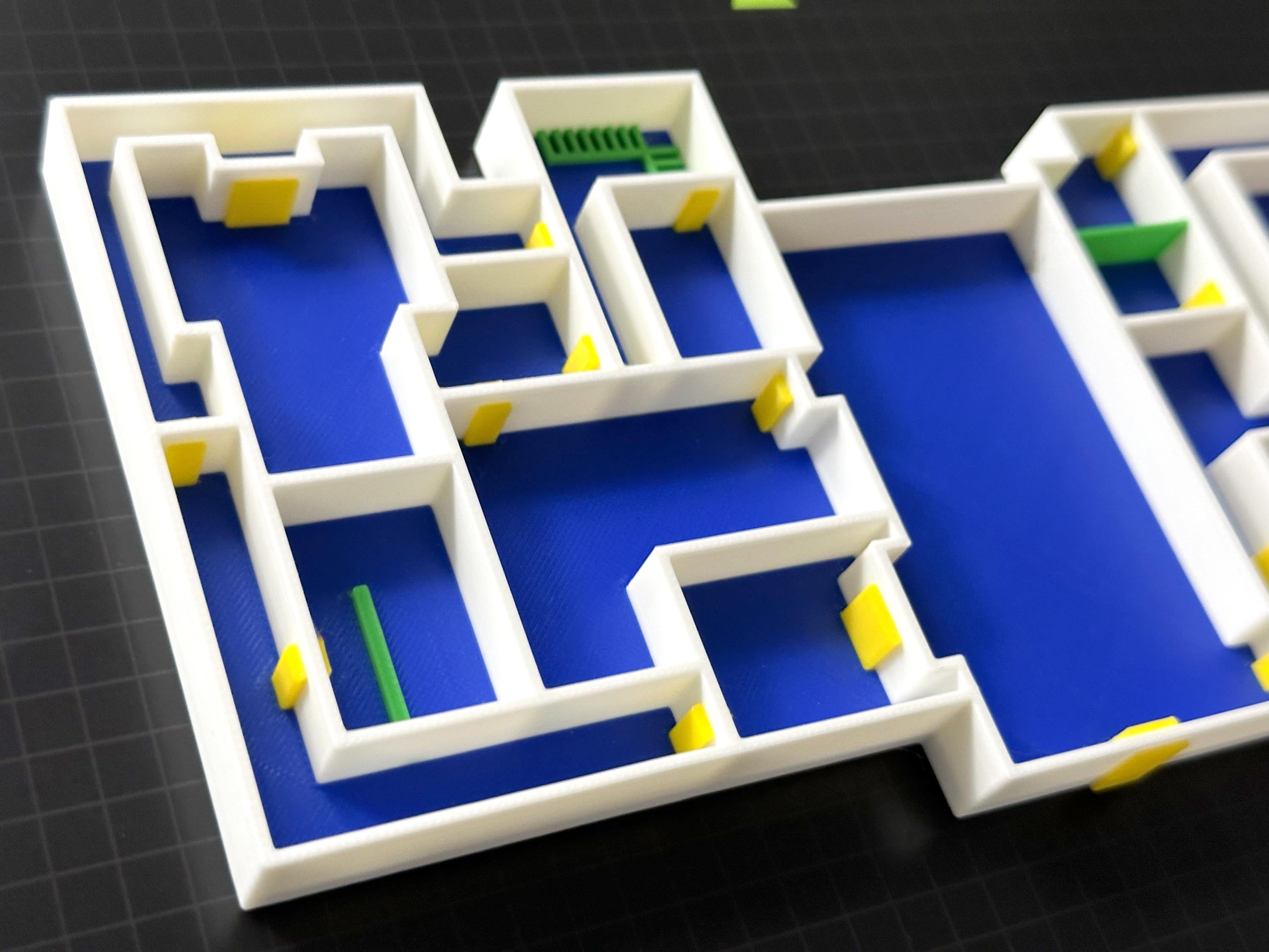 Resident Evil 2 Police Station 1F Map: 3D Printed Diorama Wall Art