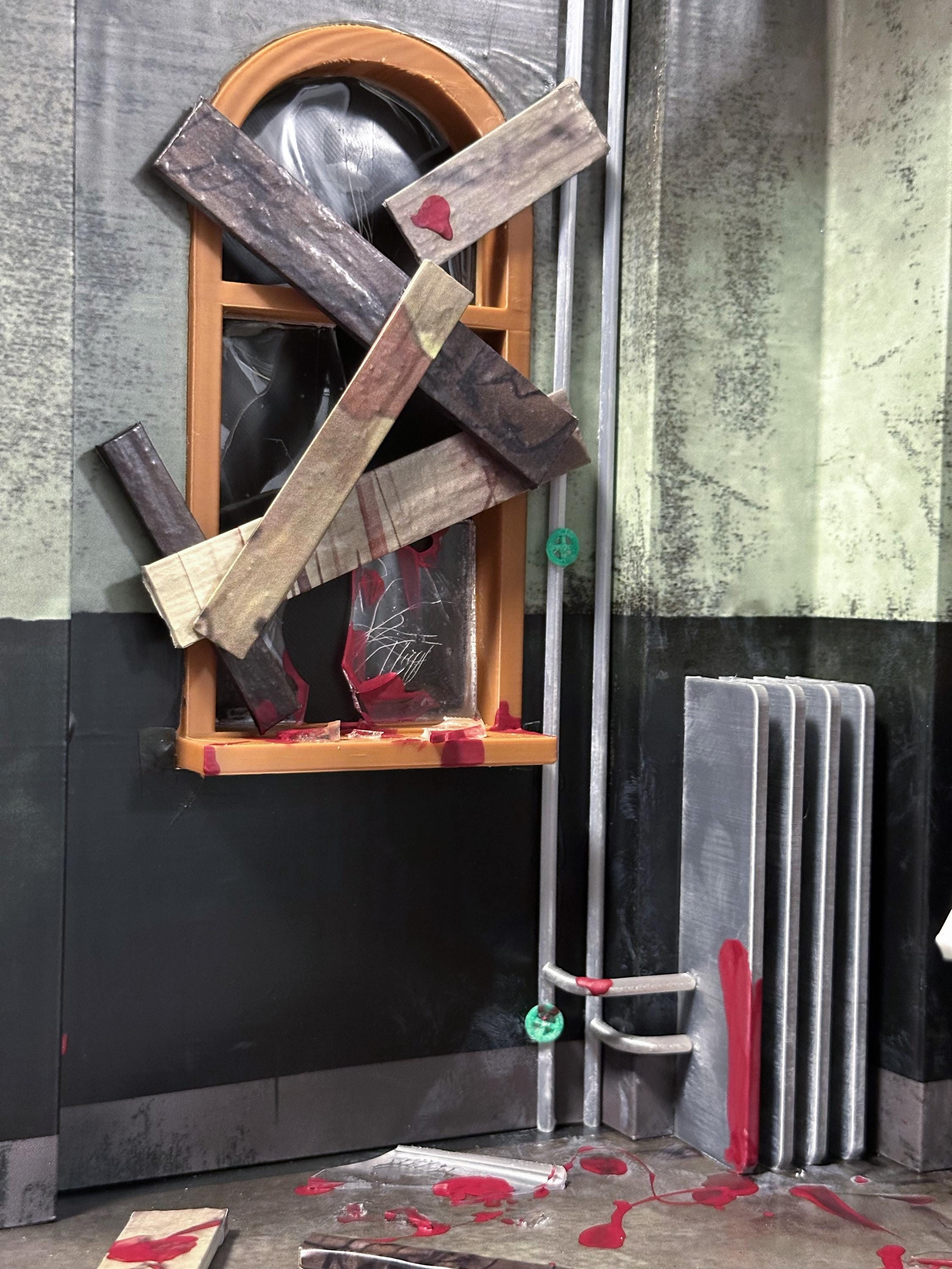 Resident Evil 2 Diorama | RPD West Wing Corridor Scene After Licker | 3D Printed Display in Acrylic Case