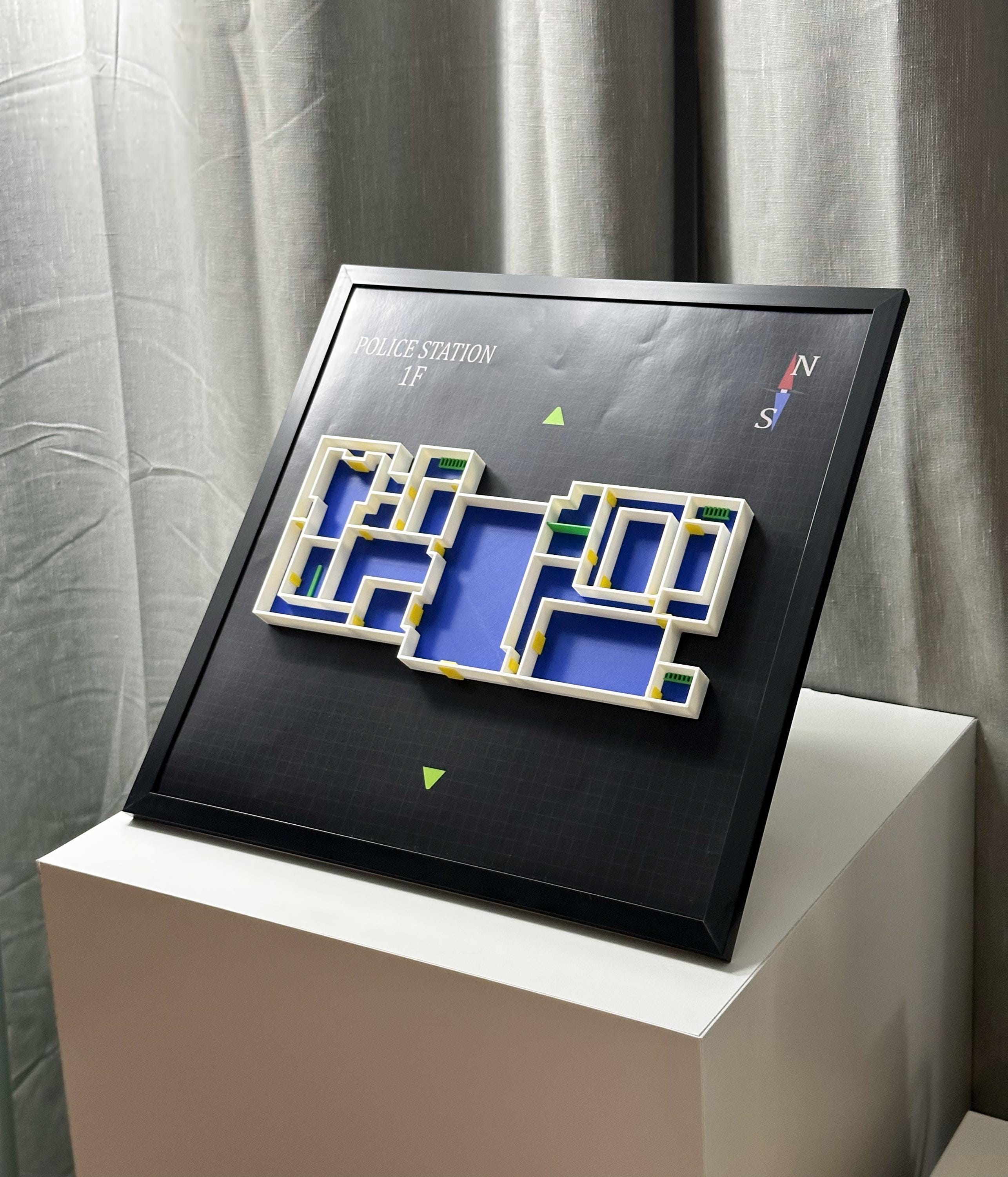 Resident Evil 2 Police Station 1F Map: 3D Printed Diorama Wall Art