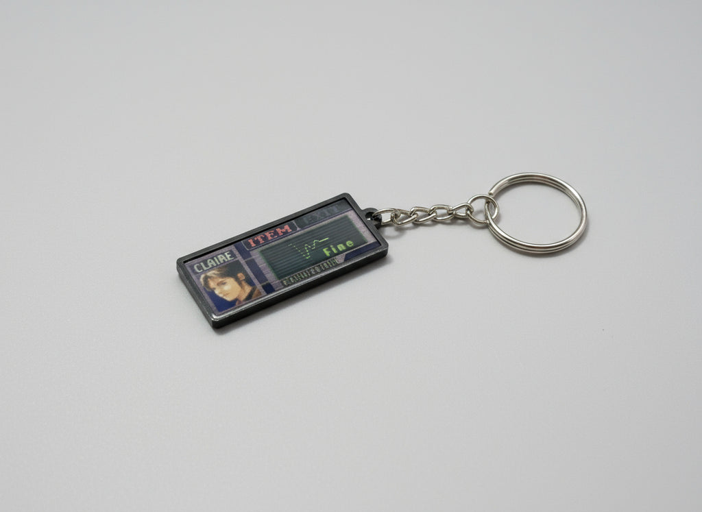 Resident Evil 2 Keychain: PS1 Game, Claire FINE Health Status Bar