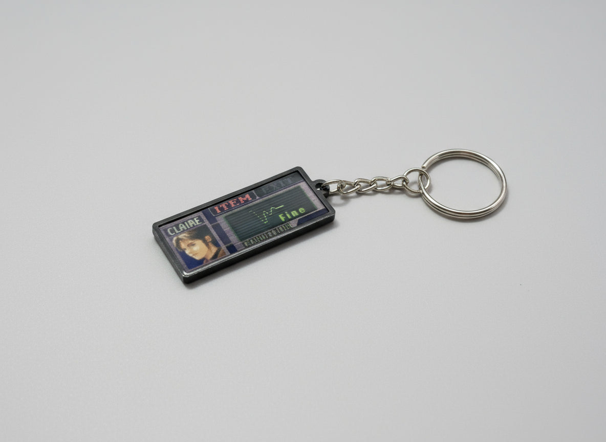 Resident Evil 2 Keychain: PS1 Game, Claire FINE Health Status Bar