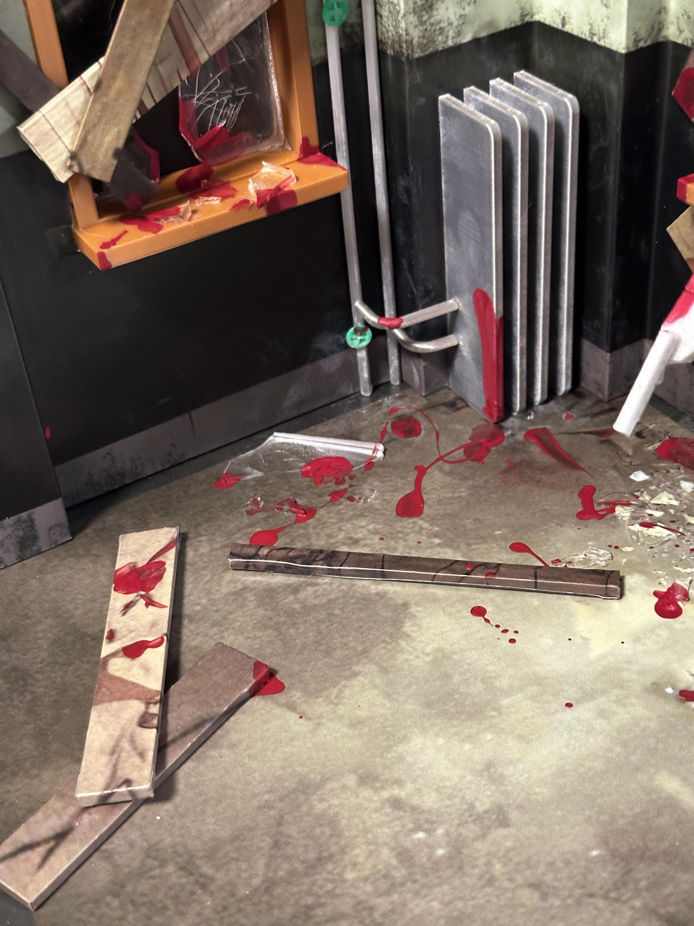 Resident Evil 2 Diorama | RPD West Wing Corridor Scene After Licker | 3D Printed Display in Acrylic Case