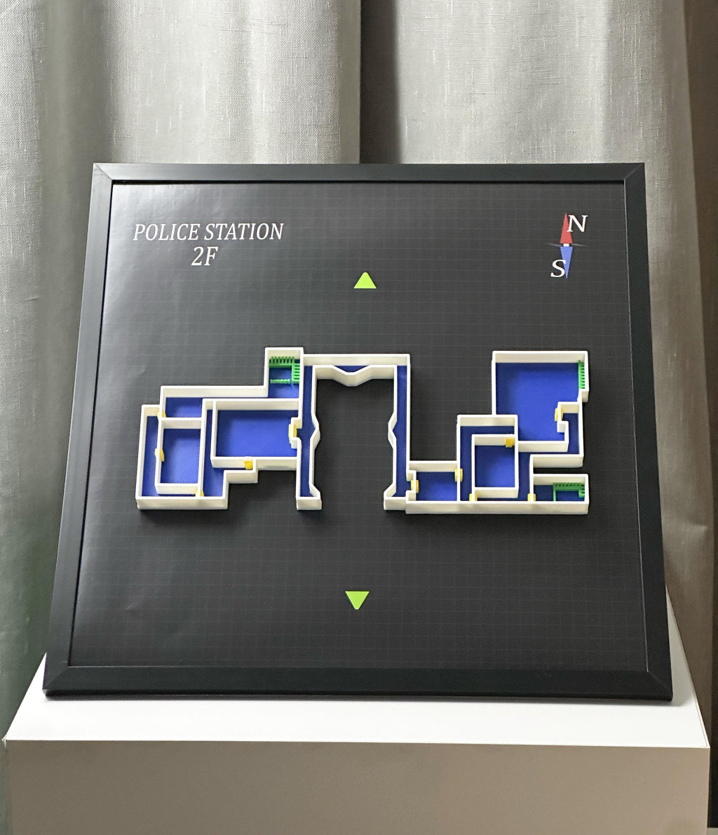 3D Printed Resident Evil 2 Police Station Map Diorama: Gamer Wall Art