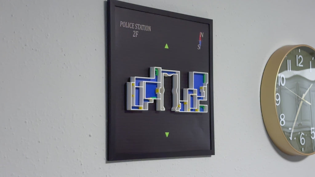 3D Printed Resident Evil 2 Police Station Map Diorama: Gamer Wall Art